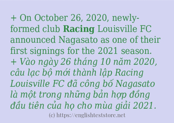 Câu ví dụ của từ racing Câu ví dụ của từ racing