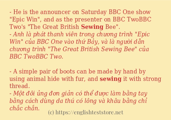 Câu ví dụ của từ sewing