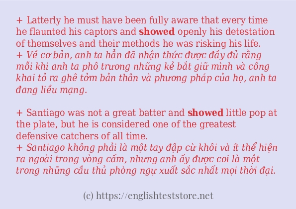Câu ví dụ của từ showed