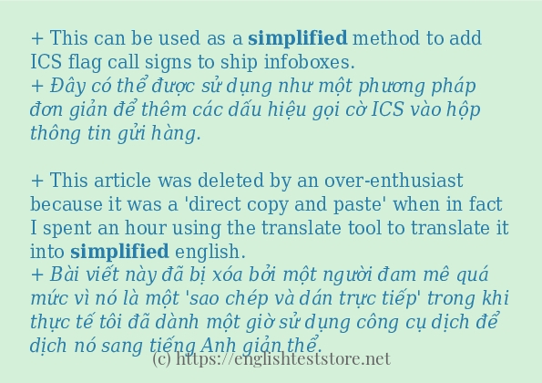 Câu ví dụ của từ simplified