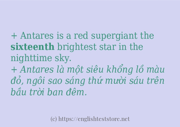 Câu ví dụ của từ sixteenth Câu ví dụ của từ sixteenth