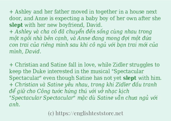 Câu ví dụ của từ slept