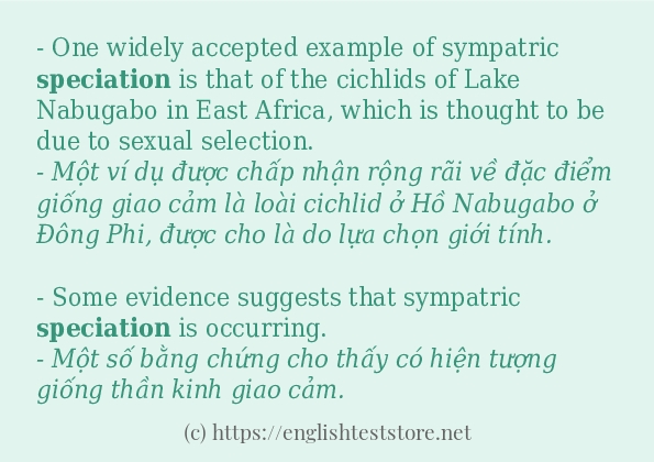 Câu ví dụ của từ speciation