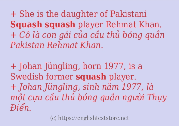 Câu ví dụ của từ squash Câu ví dụ của từ squash