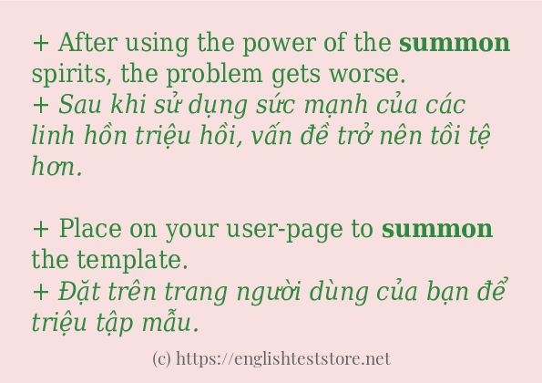 Câu ví dụ của từ summon