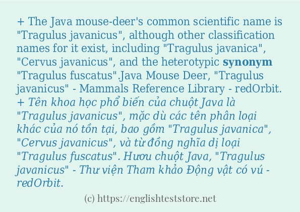 Câu ví dụ của từ synonym