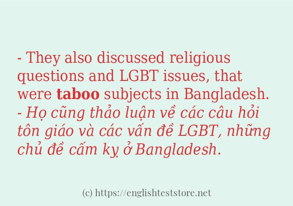 Câu ví dụ của từ taboo