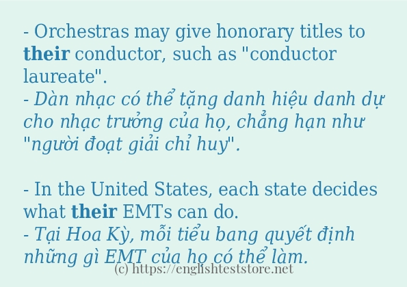 Câu ví dụ của từ their