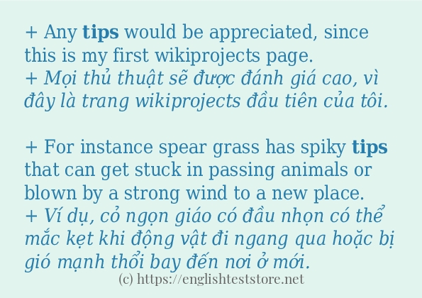 Câu ví dụ của từ tips