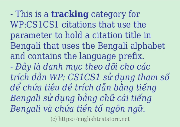 Câu ví dụ của từ tracking