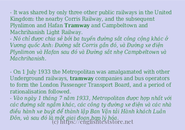 Câu ví dụ của từ tramway