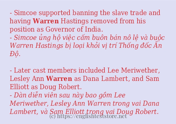 Câu ví dụ của từ warren
