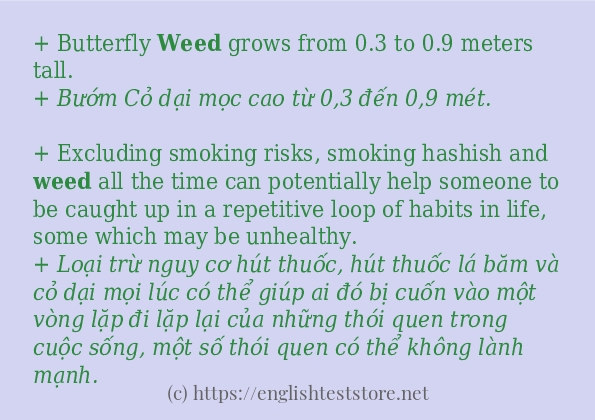 Câu ví dụ của từ weed Câu ví dụ của từ weed