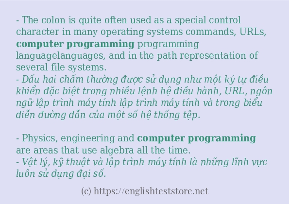 Computer programming sử dụng như thế nào và câu ví dụ Computer programming sử dụng như thế nào và câu ví dụ