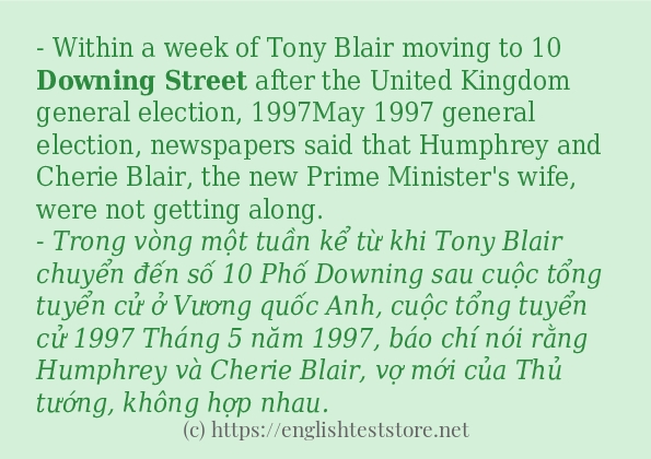 Downing street ví dụ và cách sử dụng trong câu