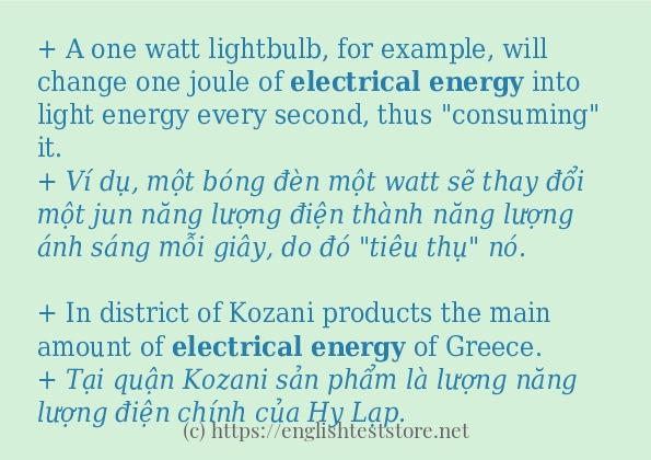 Electrical energy cách dùng trong câu và ví dụ