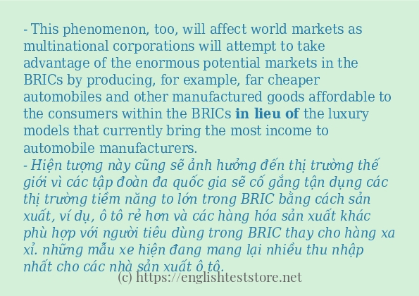 In lieu of cách dùng trong câu và ví dụ In lieu of cách dùng trong câu và ví dụ