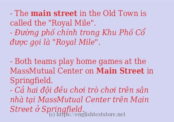 Main street sử dụng như thế nào và câu ví dụ