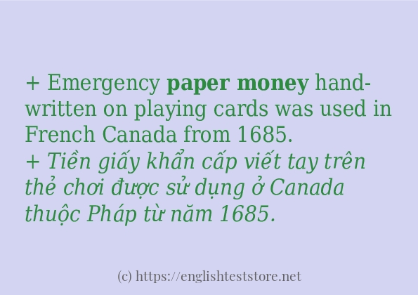 Paper money cách sử dụng trong câu và ví dụ