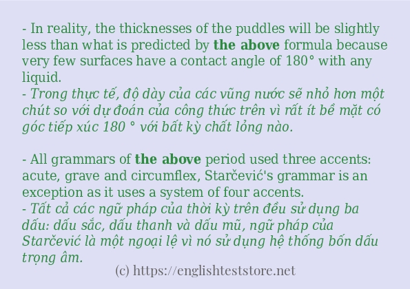 The above có bao nhiêu cách sử dụng? The above có bao nhiêu cách sử dụng?