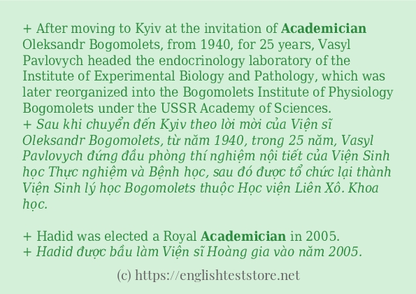 academician sử dụng thực tế trong câu academician sử dụng thực tế trong câu