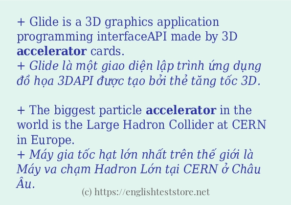 accelerator cách dùng trong câu và ví dụ