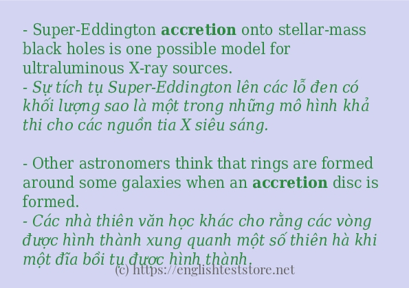 accretion áp dụng trong câu và ví dụ