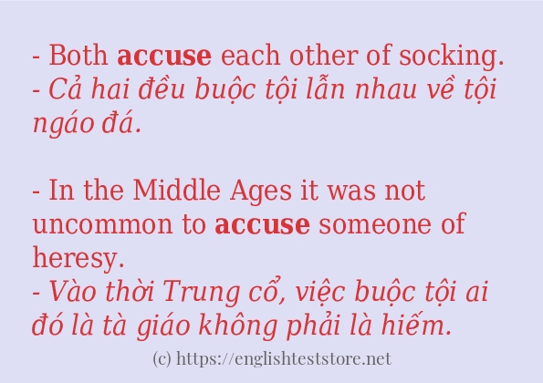 accuse cách dùng và ví dụ trong câu