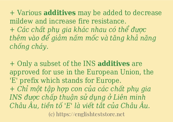 additives cách dùng và câu ví dụ