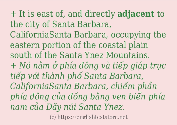 adjacent cách dùng và ví dụ trong câu