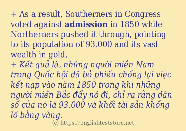 admission sử dụng như thế nào và câu ví dụ