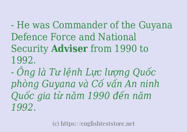 adviser ví dụ và cách sử dụng trong câu