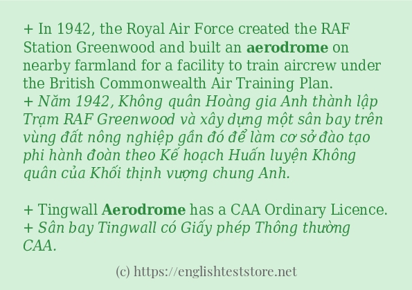 aerodrome câu ví dụ và cách dùng