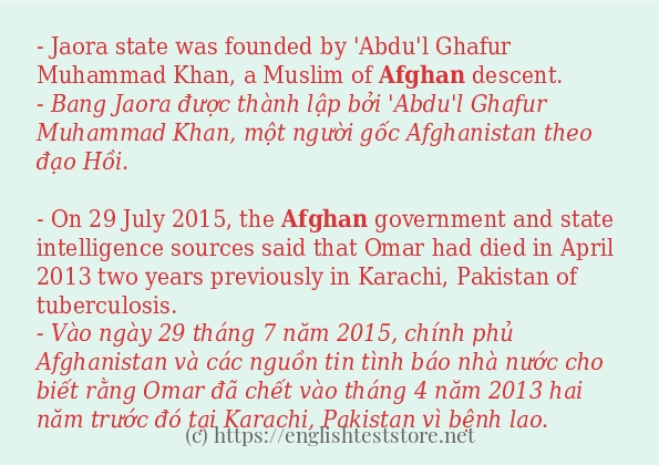 afghan cách dùng và ví dụ trong câu