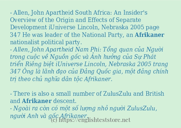 afrikaner ví dụ cách dùng trong câu