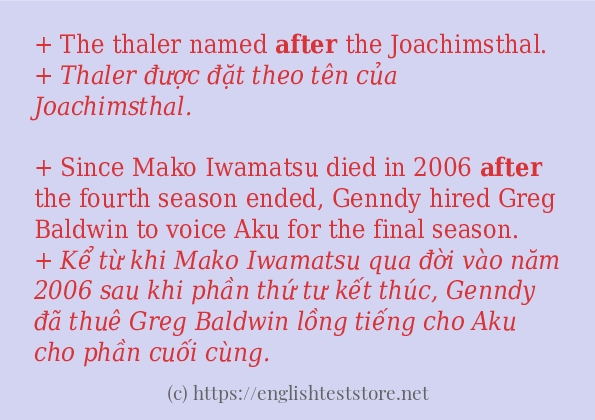 after câu ví dụ và cách sử dụng