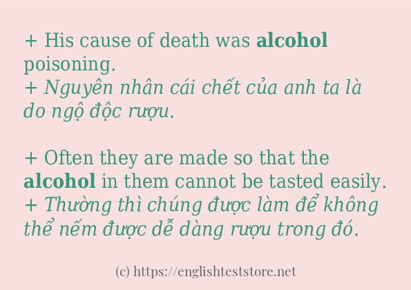 alcohol cách dùng và ví dụ trong câu