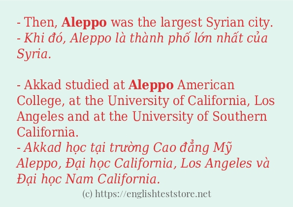 aleppo sử dụng thực tế trong câu