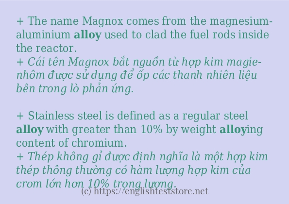 alloy áp dụng trong câu và ví dụ