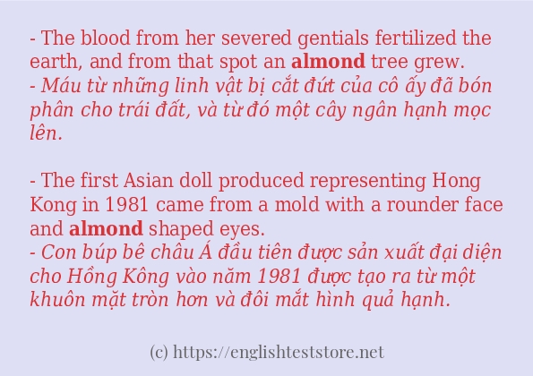 almond ví dụ cách dùng trong câu