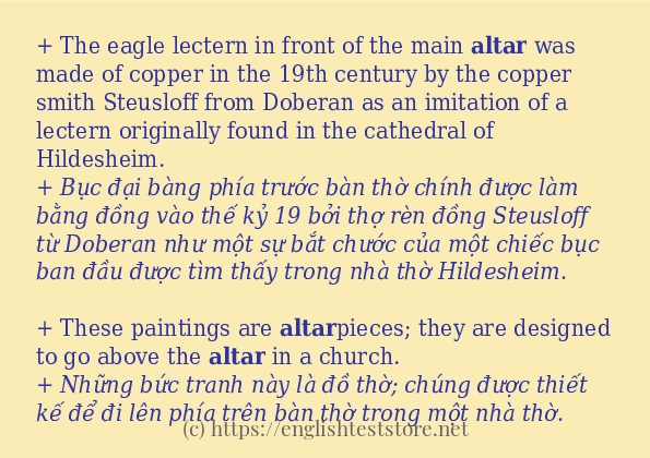 altar áp dụng trong câu và ví dụ