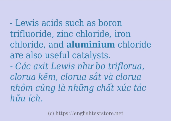 aluminium cách sử dụng trong câu và ví dụ