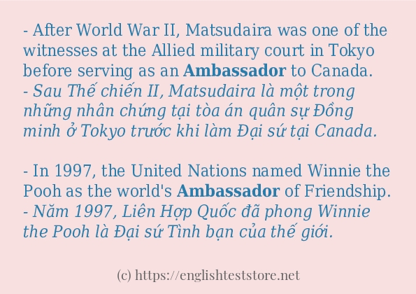 ambassador áp dụng trong câu và ví dụ