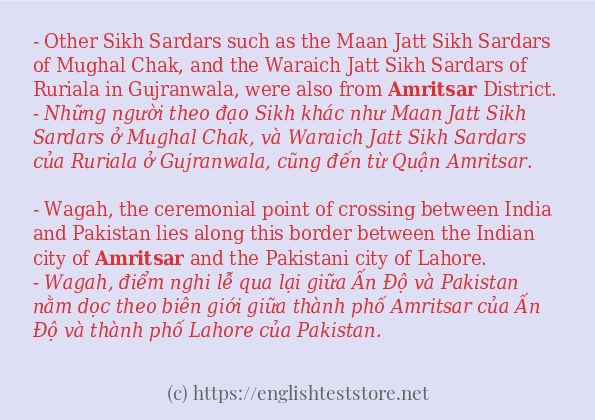 amritsar câu ví dụ và cách dùng