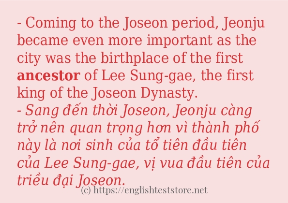 ancestor ví dụ và cách sử dụng trong câu