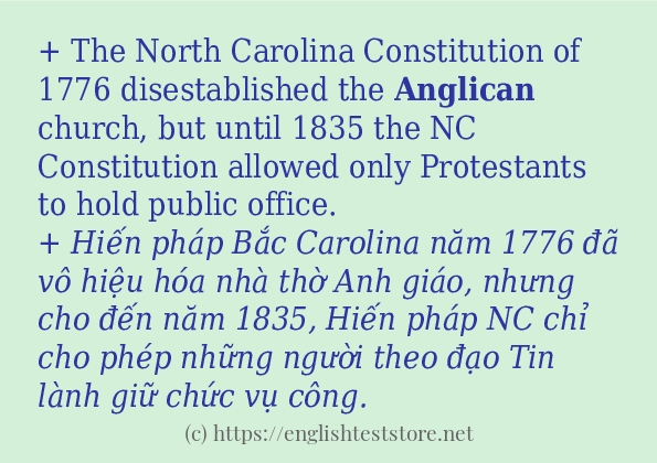 anglican cách sử dụng trong câu và ví dụ