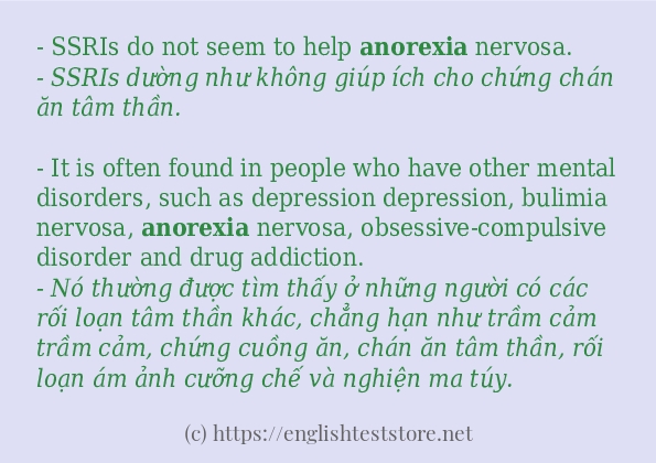 anorexia sử dụng như thế nào và câu ví dụ