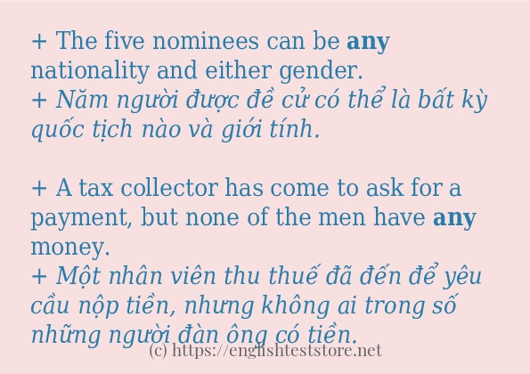 any câu ví dụ và cách dùng any câu ví dụ và cách dùng