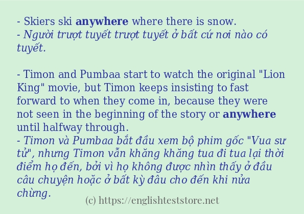 anywhere cách sử dụng trong câu và ví dụ anywhere cách sử dụng trong câu và ví dụ