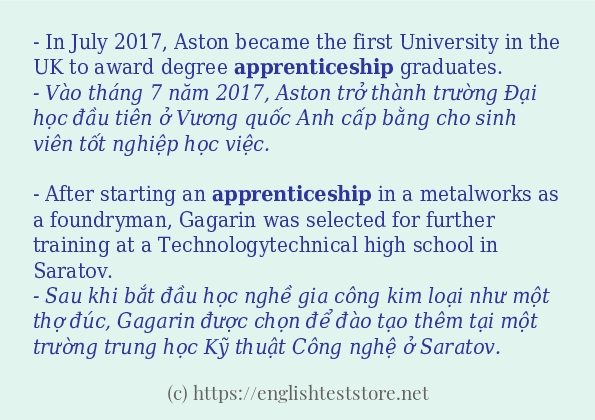 apprenticeship câu ví dụ về cách dùng